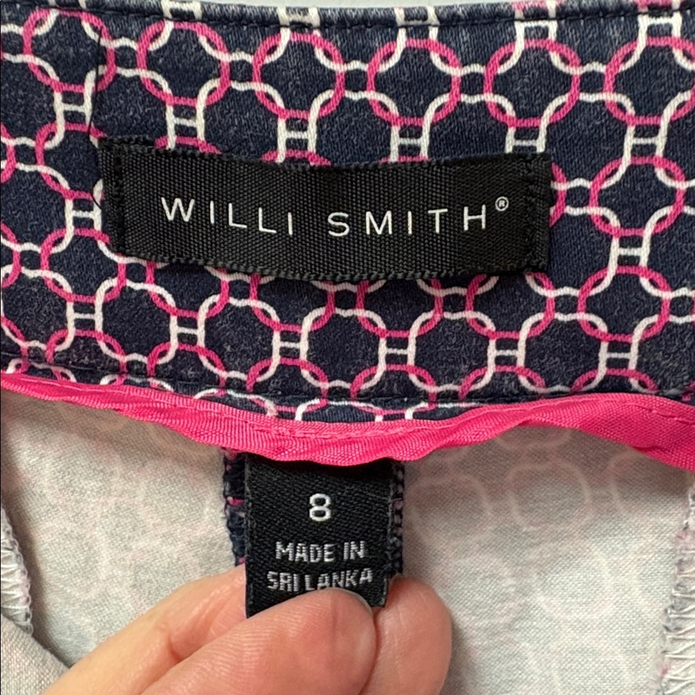 Willi Smith Navy/Pink Circular Print Chino Shorts Sz 8 - Picture 2 of 6
